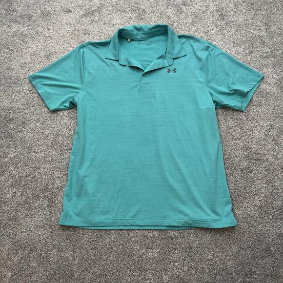 Under Armour Polo Shirt Mens XL Blue HeatGear Performance Golf Athletic - Picture 1 of 8